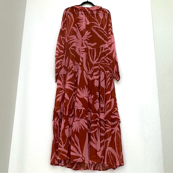 Anthropologie The Marais Printed Chiffon Maxi Dress in Medium Orange | XL | NWT - Picture 3 of 15